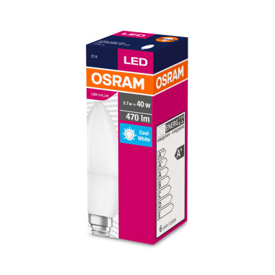 Лампа OSRAM LED E14 5Вт 4000K 470Лм B40