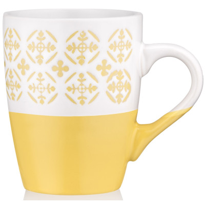 ARDESTO Чашка Ornament, 320мл, кераміка, жовто-білий ARDESTO Чашка Ornament, 320мл, кераміка, жовто-білий