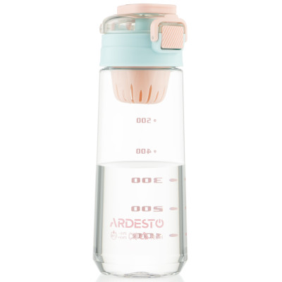 Пляшка для води з відсіком для фруктів ARDESTO Duo 720мл, пластик, блакитний, рожевий