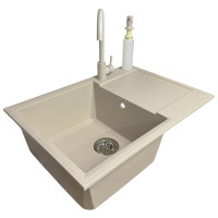 Набір кухонний Adamant Horizon Medium, штучний камінь, прямокут., з крилом, 700х500х230мм, чаша - 1, врізна, Avena + змішувач та дозатор Набір кухонний Adamant Horizon Medium, штучний камінь, прямокут., з крилом, 700х500х230мм, чаша - 1, врізна, Avena + змішувач та дозатор