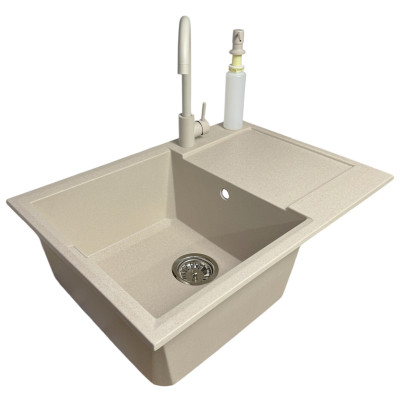 Набір кухонний Adamant Horizon Medium, штучний камінь, прямокут., з крилом, 700х500х230мм, чаша - 1, врізна, Avena + змішувач та дозатор Набір кухонний Adamant Horizon Medium, штучний камінь, прямокут., з крилом, 700х500х230мм, чаша - 1, врізна, Avena + змішувач та дозатор