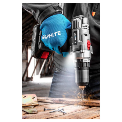 Шуруповерт-дрель GRAPHITE Energy + 18В 35·55Нм 0-350·1250об/мин 1.3кг без АКБ и ЗП 58G006