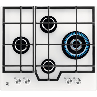 Варильна поверхня Electrolux газова на склі, 60см, чавун, білий