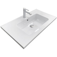 Раковина, умивальник Adamant FLATE, штучний камінь, прямокут., з отвором для змішувача, з отвором для переливу, 800х450х140мм, накладний, білий