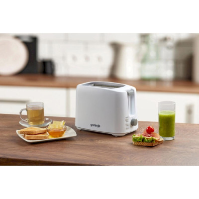 Тостер Gorenje, 850Вт, функц. размораживание, автоотключение, пластик, белый