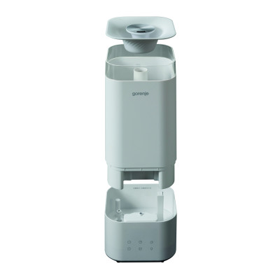 Зволожувач повітря Gorenje H50W 5 л, 20 м2, ультразвуковий, верхня затока, LED дисплей, автовідключення, аромакапсула, холодна пара, білий