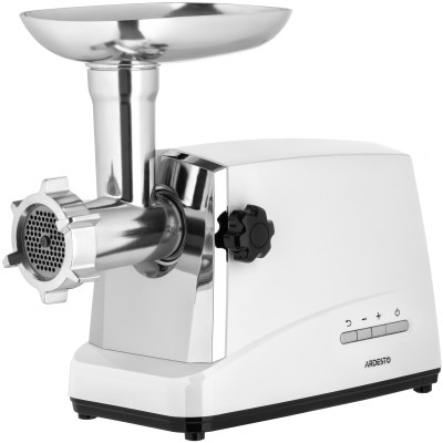 Мясорубка Ardesto, 1750Вт, 2кг/мин, 3 решетки, насадка для колбас, кеббе, 4 терки, пластик, бело-серебристый Мясорубка Ardesto, 1750Вт, 2кг/мин, 3 решетки, насадка для колбас, кеббе, 4 терки, пластик, бело-серебристый
