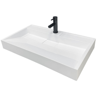 Раковина, умивальник Adamant VISION, штучний камінь, прямокут., з отвором для змішувача, без переливу, 800х455х110мм, накладний, білий Раковина, умивальник Adamant VISION, штучний камінь, прямокут., з отвором для змішувача, без переливу, 800х455х110мм, накладний, білий