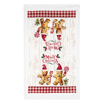 Подарунковий набір для кухні ARDESTO Christmas Gingerbread, 3шт, 100% бавовна (рушничок), 100% поліестер (прихватки), червоний