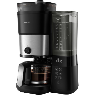Philips Кофеварка капельная All-in-1 Brew, 1.25л, зерно+молотый, дисплей, подогрев кофейника, кофемолка, черный