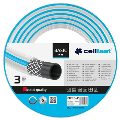 Шланг садовий Cellfast BASIC, 3/4', 20м, 3 шари, до 25 Бар, -20…+60°C (10-420) Шланг садовий Cellfast BASIC, 3/4', 20м, 3 шари, до 25 Бар, -20…+60°C (10-420)