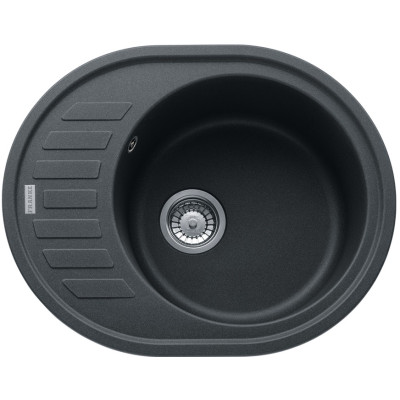 Мийка кухонна Franke Ronda, фраграніт, овал, з крилом, 620х500х200мм, чаша - 1, накладна, ROG 611-62, онікс