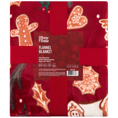 Плед ARDESTO Christmas Flannel 160х200см, 100% поліестер, імбирні будиночки