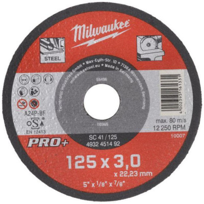 Диск відрізний Milwaukee PRO+ по металу, 125х3х22.2мм