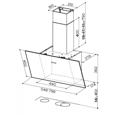 Faber Витяжка похила, 50см, 1169м3г, Tweet Ev8 Led Wh A55, білий