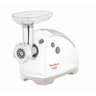 М'ясорубка Moulinex, 2000Вт, 2.6кг/хв, 2 решітки, насадка для ковбас, кеббе, томатів, 5 терок, пластик, біло-сірий М'ясорубка Moulinex, 2000Вт, 2.6кг/хв, 2 решітки, насадка для ковбас, кеббе, томатів, 5 терок, пластик, біло-сірий