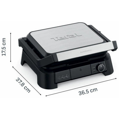 Гриль Tefal прижимний SuperGrill 4in1 2000Вт, темп. режимів-3, з`ємні пластини, метал
