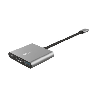 Хаб Trust Dalyx 3-in-1 USB-С > USB-А 3.2/USB-С/HDMI, Алюміній, 0.1м, чорний