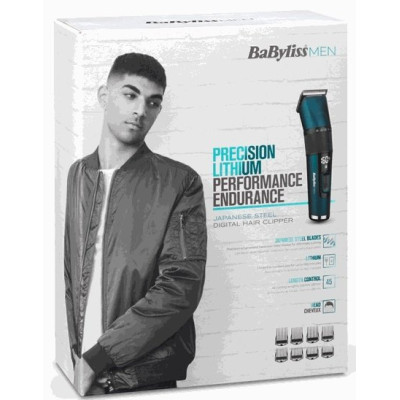 Машинка для стриження  Babyliss, мережа+акум., вібраційний мотор, насадок-8, кейс, титан.напил., синій