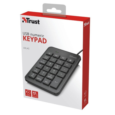 Клавіатура мембрана Trust Xalas USB-A Numeric Keypad 23Key, USB-A, чорний