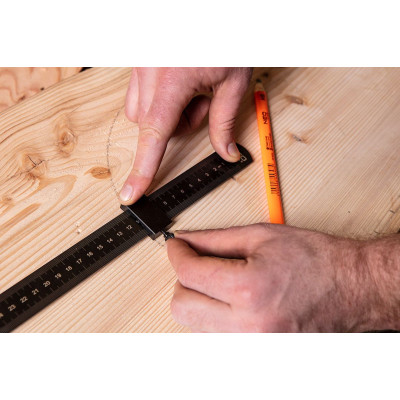 Лінійка Neo Tools з блоком позиціонування, нержавіюча сталь, 300мм