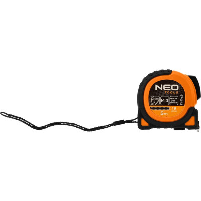 Рулетка Neo Tools Super Black, 5мx19мм, з фіксатором змотування, магніт