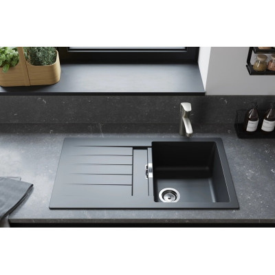 Мийка кухонна Hansgrohe S52, граніт, прямокутник, з крилом, 980х480х190мм, чаша - 1, врізна, S52-F480, сірий камінь Мийка кухонна Hansgrohe S52, граніт, прямокутник, з крилом, 980х480х190мм, чаша - 1, врізна, S52-F480, сірий камінь