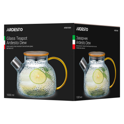 ARDESTO Заварник Dew, 1000 мл, боросилікатне скло, бамбук ARDESTO Заварник Dew, 1000 мл, боросилікатне скло, бамбук