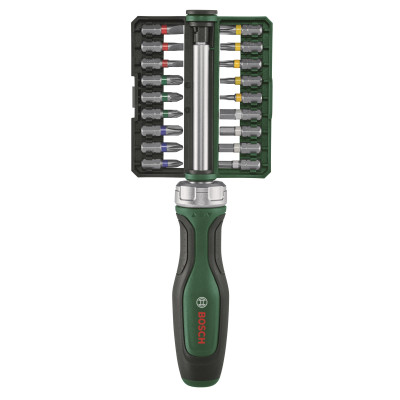 Викрутка Bosch з тріскачкою, 18 біт, 225мм, сталь CrV