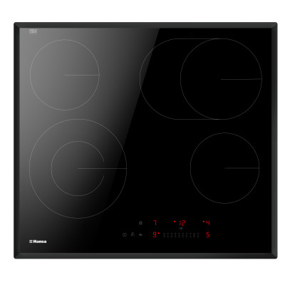 Варочная поверхность Hansa BHC60066 стеклокерамическая, 60см, 2 зоны расширения, слайдер, скошенный край, черный