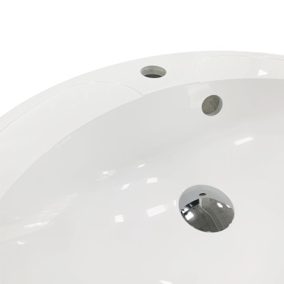 Раковина, умивальник Adamant Lauf New, штучний камінь, овальна, без отвору для змішувача, з отвором для переливу, 540х445х130мм, накладний, білий