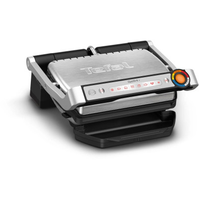 Гриль Tefal прижимной OptiGrill+ 2000Вт, темп. режимов-4, съемные пластины, алюминий, металл