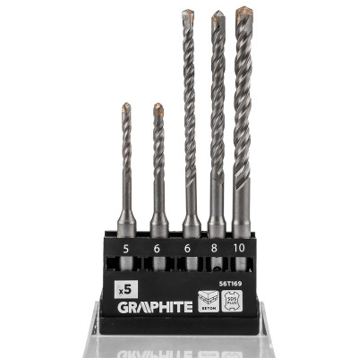 Набір свердел по бетону GRAPHITE SDS Plus 5x6x110мм, 6x8x10x160мм, кейс, 5шт