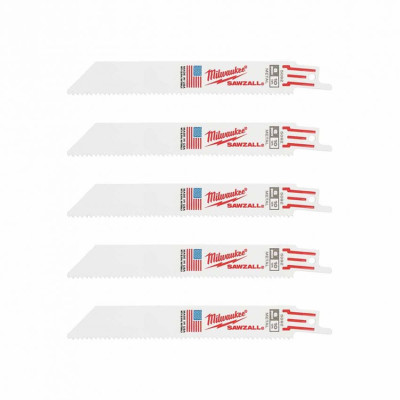 Полотно пиляльне для шабельної пилки Milwaukee GP універсальне, крок зуба 2.5ммх150мм, 5шт