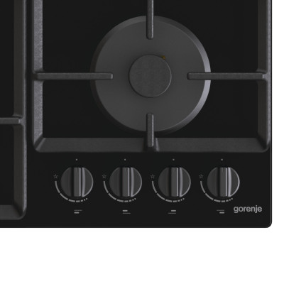 Gorenje Варильна поверхня газова на склі, 60см, чавун, чорний