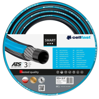 Шланг садовый Cellfast SMART ATS VARIANT, 3/4", 50м, 3 слоя, до 25 Бар, -20...+60°C (13-121) Шланг садовый Cellfast SMART ATS VARIANT, 3/4", 50м, 3 слоя, до 25 Бар, -20...+60°C (13-121)