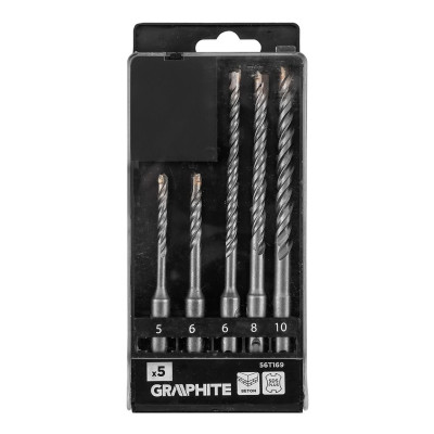 Набір свердел по бетону GRAPHITE SDS Plus 5x6x110мм, 6x8x10x160мм, кейс, 5шт