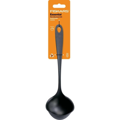 Fiskars Ополоник Essential, 28см, пластик, чорний