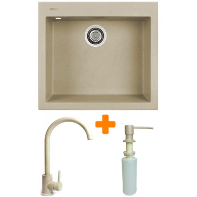 Набір кухонний Adamant Univer, штучний камінь, квадрат, без крила, 560х500х200мм, чаша - 1, врізна, Сахара + змішувач та дозатор Набір кухонний Adamant Univer, штучний камінь, квадрат, без крила, 560х500х200мм, чаша - 1, врізна, Сахара + змішувач та дозатор