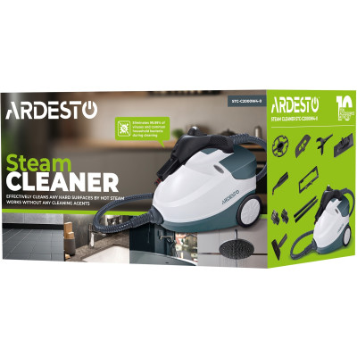 Пароочиститель ARDESTO, 2000Вт, 1500мл, 4Бар, белый+ синий