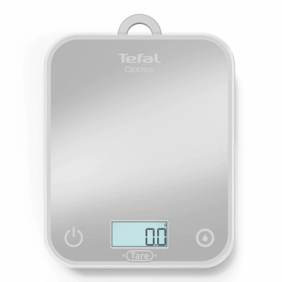 Tefal Ваги кухонні Optiss, 5кг, AAAx2 в комплекті, скло, срібло