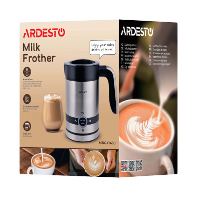 Вспениватель-подогреватель Ardesto 450Вт, емкость резервуара-200мл, серебристо-черный (MBC-D450) Вспениватель-подогреватель Ardesto 450Вт, емкость резервуара-200мл, серебристо-черный (MBC-D450)