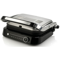 Гриль Gorenje прижимной 2100Вт, темп. режимов-7, съемные пластины, раскрытие на 180°, металл, серый (GCG2100S)