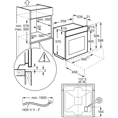 Духова шафа Electrolux електрична, 65л, A+, дисплей, конвекція, піроліз, телескопічні напрямні, чорний