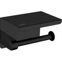 Тримач Deante Round для туалетного паперу, настінний з полицею, чорний Тримач Deante Round для туалетного паперу, настінний з полицею, чорний