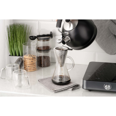 Кемекс для заварювання кави з фільтром ARDESTO Black Mars 600мл, боросилікатне скло, нержавіюча сталь, прозорий Кемекс для заварювання кави з фільтром ARDESTO Black Mars 600мл, боросилікатне скло, нержавіюча сталь, прозорий