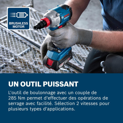 Гайковерт ударний акумуляторний Bosch Professional GDX 18V-285 18В 285Нм до 3600об/хв квадрат 1/2
