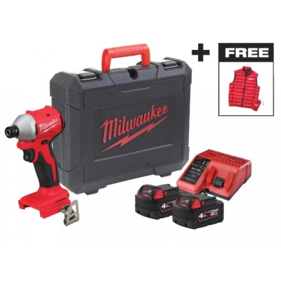 Гвинтоверт ударний акумуляторний Milwaukee M18 BLIDRC-402C 18В АКБ 2х4А·год 190Нм 0-3600об/хв ЗП M12-18C жилетка кейс 1.3кг Гвинтоверт ударний акумуляторний Milwaukee M18 BLIDRC-402C 18В АКБ 2х4А·год 190Нм 0-3600об/хв ЗП M12-18C жилетка кейс 1.3кг