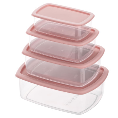 Набір контейнерів для зберігання харчових продуктів ARDESTO Fresh 0.25/0.5/0.75/1.2л, пластик, прямокутна, рожевий Набір контейнерів для зберігання харчових продуктів ARDESTO Fresh 0.25/0.5/0.75/1.2л, пластик, прямокутна, рожевий