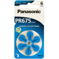 Батарейка Panasonic повітряно-цинкова PR675H(675A, AC675E/EZ, ZA675, DA675), блістер, 6 шт